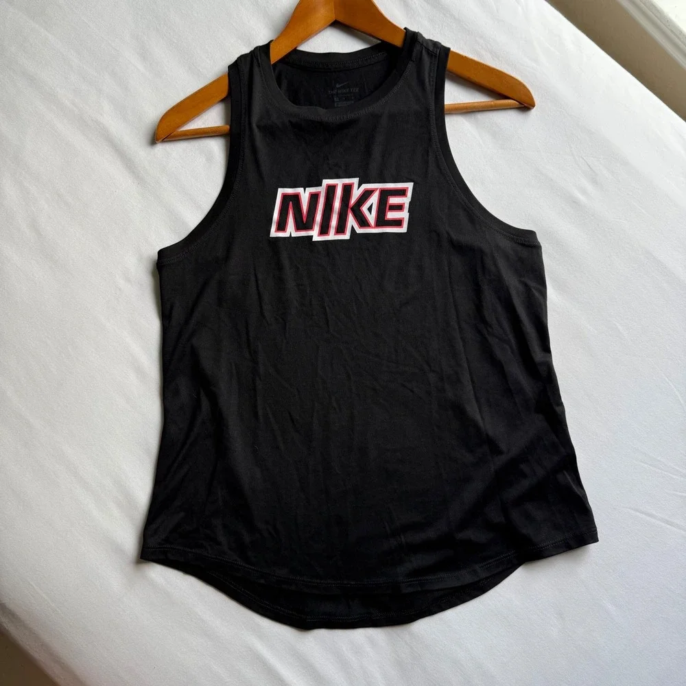 Nike Womens Dri-FIT Graphic Training Tank Top Black Red Size M